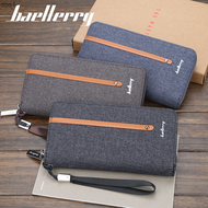 Baellerry men's Canvas Wallet long zipper wallet leisure multi card position hand bagabs