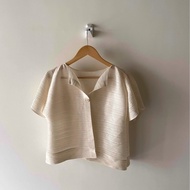 ▪️富貴選物FUGUEI▪️三宅一生PP 蘑菇白 彈跳短袖 單扣開衫外套