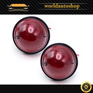 Round Side Dimmer Rubber Edge 2pcs Red Lens Jeep Cj5 Cj6 Cj7 Cj8 Year 1945-1975
