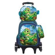 Deere Jack กับล้อกระเป๋าเป้สะพายหลังโรงเรียนประถมเฮลโลคิตตี้น่ารักสำหรับเด็ก