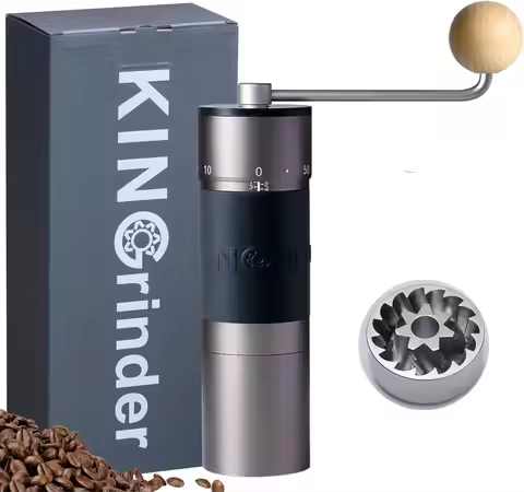 Iron Gray KINGrinder K6 Manual Coffee Grinder with Straight Handle for French Press, Drip, Espresso,