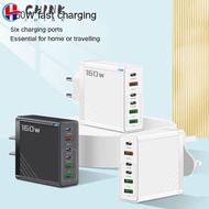 CHINK Phone Charger Adapter, with LED USB A+C 160W Charger Plug,  Fast Charging 6 Ports PD QC3.0 Mul