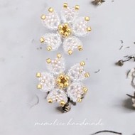 鉤針 串珠 編織  櫻花 耳環