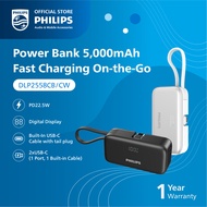 PHILIPS 5000mAh 22.5W PD Power Bank USB-C Ports + Cable Compact LCD Display (DLP2558C)