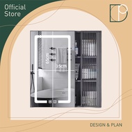 Design Plan Bathroom Wall-Mounted Grey Door Smart Touchscreen LED Mirror Cabinet
