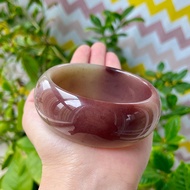 Natural Real Jade Bracelet Wide Version Tire Ice Seed Floating Flower Violet Color Gold Jade Jingle 