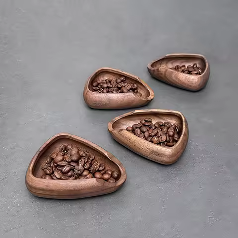 Coffee Beans Dosage Tray Wooden Walnut Coffee Bean Measuring Bowl Coffee Bean Cup Weigh Container Es