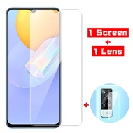 2-in-1 full screen Tempered Glass Huawei Y6P Y8P Y7P Y9s Y6s Y5 Y6 Y7 Y7A Y9A Y9 Prime Pro 2019 2020 P20 P30 P40 Pro Lite Matte Screen Protector Camera Lens Protective Glass Film Fall prevention