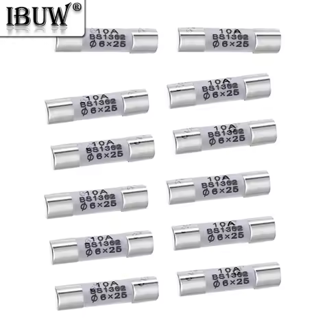 10PCS 20A 2A 3A 5A 6A 7A 8A 25A 10A 6X25MM 30A 0.5A 1A 250V RO57 Fuse BS1362 6*25mm Ceramic Fuse 6*2