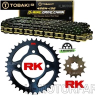 RK BLACK SPROCKET 428 CHAIN O-RING 1SET LC135 RXZ Y125Z RS150 RSX Y15 Y16 HITAM SPOKET RACING ORING 