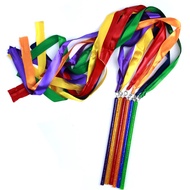 GSI Multicolor Sparkling Gymnastic Ribbon Wands [6 pack] with 9 inch stick and 1 meter ribbon for Gy