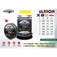 ULTRON X8 Hammer head Ultron 300 meter PE string - Pex8 string