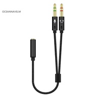 oc Headphone Splitter 2 in 1 High Fidelity Lossless Nylon-Braided Dual 35mm Male Microphone Audio to 35mm Female Adapter Cable Computer Accessories