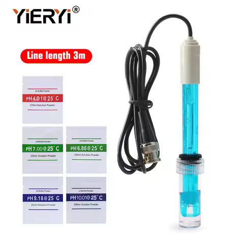 Ph Replacement Probe With BNC Interface 300cm Cable 0-14 PH Q9 Probe Controller PH Tester Monitor Se
