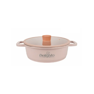 Delighto Macaron series Die Cast Aluminium 24cm Low Casserole Pink