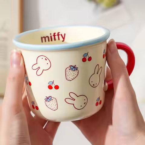 Miffy Kawaii Ceramic Large Capacity Coffee Breakfast Cup High Aesthetic Kitchenware Heat-Resistant