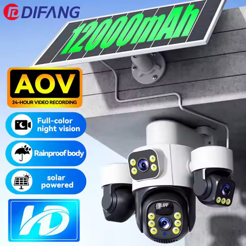 DIFANG 8K 15MP 4G Sim Card AOV Solar Cam 16X Zoom Three Screen 12000mAh Battery Security Solar CCTV 