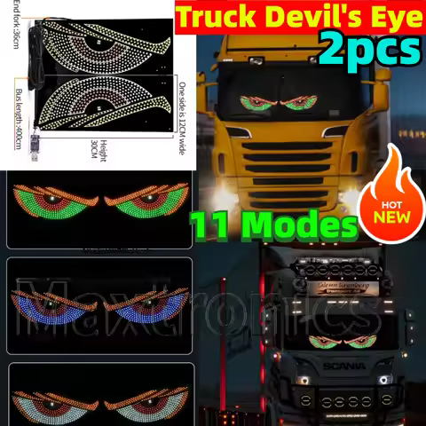 2PCS 5V Truck Devil's Eye LED Display With 11 Modes for Car with Animated Blinking Demon Eyes Genera