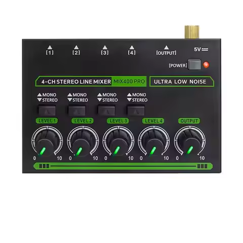 !【Top Deals】Mix400 Pro 4 Channel Professional Sound Mixer With RGB Light Mini Audio Mixer Line Mixer