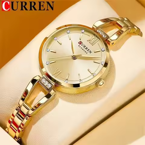CURREN 9092 Women's Stainless Steel Quartz Watch, Girl's Luxury Wristwatch, Ladies Fashion, Business