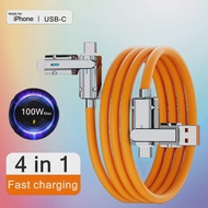 100W 4 In 1 USB Fast Charging Cable For IPhone, Samsung, Xiaomi Mobile Phones, USB Type C Tablet Charging Cable