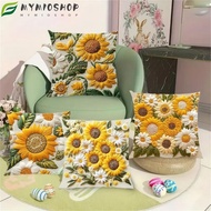 MIOSHOP Sunflower Pillowcase, Plush 45x45cm Sofa Cushion , Vintage 2D Floral Square Fluffy Soft Bedr