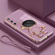 Soft Case Oppo A54 A74 A95 4G Casing Silikon Dudukan Lipat Astronot Plating Free Tali Lanyard Gantun