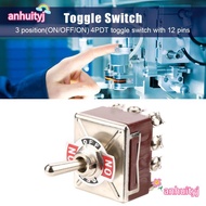 AHTY Heavy Duty Toggle​​, High Current Capacity Controller Device 4PDT 12 Pin Rocker Switch ​​3 Posi