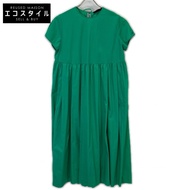 Tomorrowland 24週年紀念款綠色雙排扣打字機後背緞帶連身裙，尺寸36 [二手]