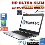 laptop HP ELITEBOOK ultra slim G3 i5-6300u 6th gen 14" RAM DDR4 hard disk HDD SSD win10 mouse pad we