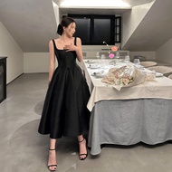 Simple Satin Banquet Evening Dress Elegant Sleeveless Square Neck Wedding Dresses Annual Dinner Part