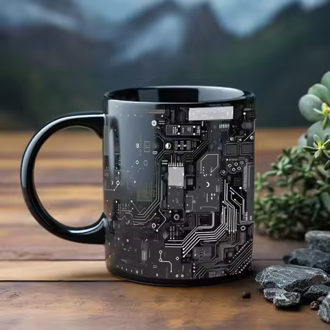 Complex motherboard wiring pictures coffee mug A gift for engineering design and electronic circuit 