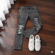 Men's Ripped Biker Jeans Streetwear Premium Slimfit Jeans Material 13Oz