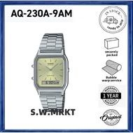 Casio Vintage Analog-Digital AQ-230A-9AM  Stainless Steel Band Woman Watch