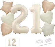 21st Birthday Decoration 12rd Decor 6PCS 40" Giant Number 21 Balloons Ice Cream White Twenty-one Bal