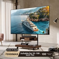 Brateck | Storage Compatible TV 55-100 inch Mobile TV Stand with Wheels