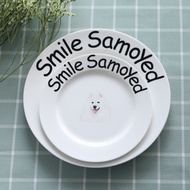 Original Cute Pet Series Household Tableware Smile Angel Samoyed Animal Dog Ceramic Plate Western Fo