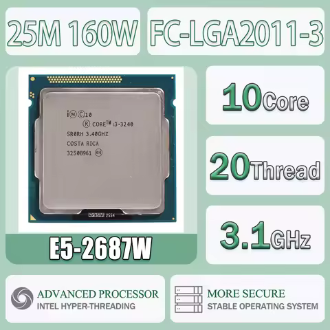 Intel Xeon E5-2687W 3.1GHz 8 Cores 16 Threads 20M 150W DDR3 1600MHz E5 2687W Computer CPU Processor 