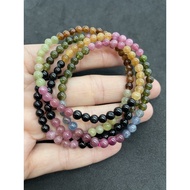 D6245 Natural Gem Tourmaline Colorful Around Four Circles Bracelet