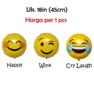18in Emo Foil Balloon Happy Wink Cry Laugh Face Emoji Balloon/