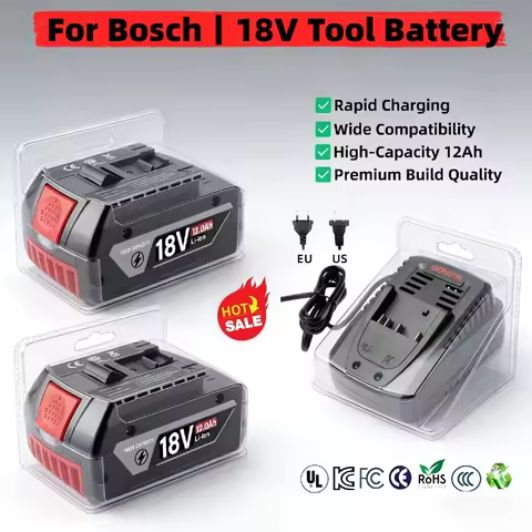 For Bosch 18V Battery 12.0Ah , For Bosch Power Tools GSR 18V‑65, GBH 18V‑28 CF, GDR 18V‑215, GWS 18V