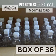 BrCos Box of 36 Empty clear plastic bottle 500 ml for Dishwashing Liquid Coconut oil & etc.