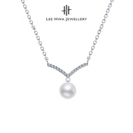Lee Hwa Jewellery Nacre Vivienne 14K White Gold Necklace with Pearl and Diamond