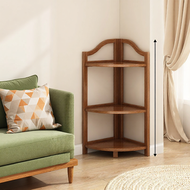 Mid-Century Faux Rattan Corner Shelf