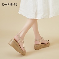 Berbaloi Membeli Sandal Baji Bertapak Tebal Bunga Daphne Roman untuk Wanita Musim Panas 2025 Tapak L