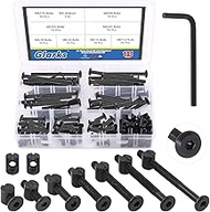 Glarks 141Pcs Baby Bed Crib Screws Hardware Replacement Kit, M6x15/ 25/35/ 45/55/ 65/ 75mm Black Hex