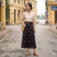 CLUB MONACO Japanese 2-hand long silk skirt, waist 65-67