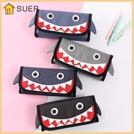 SUER Pencil ,  Cloth Large Capacity Shark Pencil Bags, Practical Korean Version  Cloth Pencil Cases for Boys