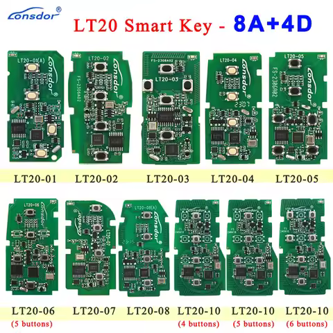 Lonsdor LT20-01 LT20-02 LT20-04 LT20-05 LT20-08 LT20-07 LT20-10 Smart Key PCB 8A+4D For Toyota Lexus