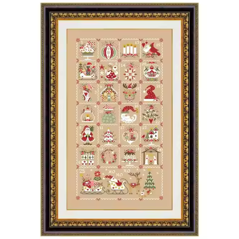 Christmas calendar cross stitch kit cartoon pattern design 18ct 14ct 11ct linen flaxen canvas embroi